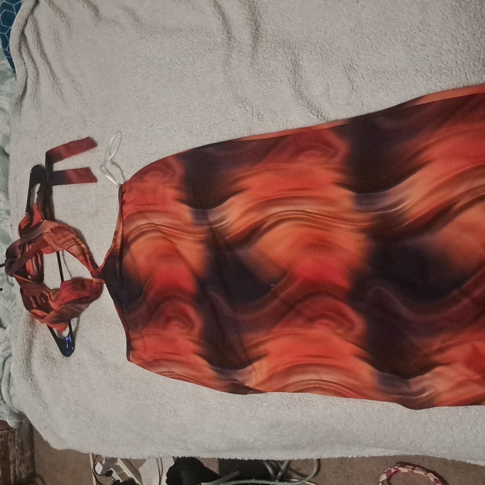 Red multi color dress